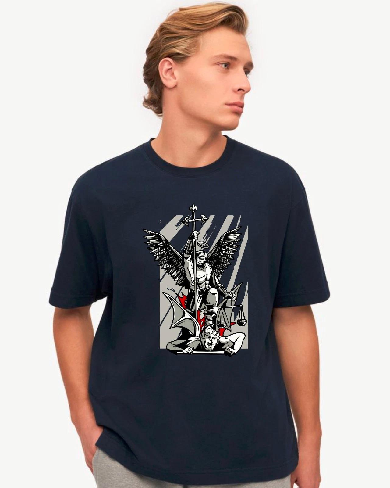 Heavenly Warrior Angel Graphic Spiritual Art Angel Victory Religious T-Shirt M