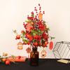 Artificial Pomegranate Cutting Branch Lifelike Pomegranate Green Leaf Branch Stem for Home Decoration 60cm