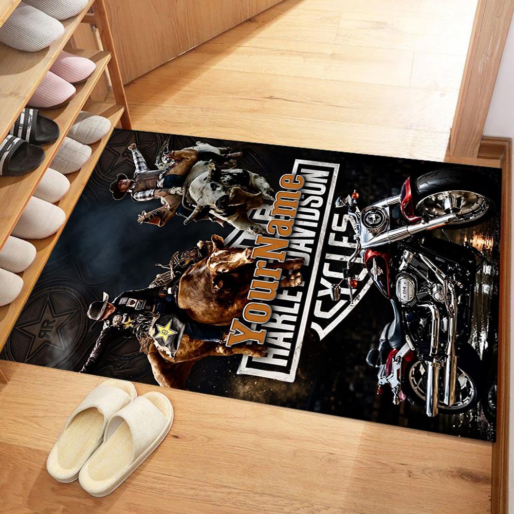 Harley-davidson Motorcycles Personalized Text Area Rug Perfect for Kitchen Dormitory Playrooms Hallway Anti-slip Rug Decorate Offices