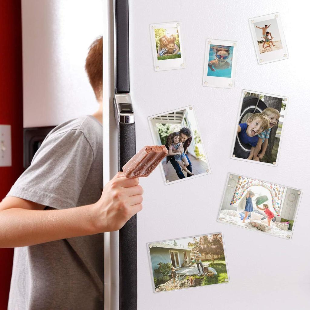 2pcs Creative and Funny Acrylic Small Photo Frame Refrigerator Magnets Cute Rsoftigerator Magnets Whiteboard Sticker