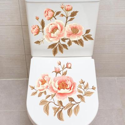 2 Blatt Badezimmer WC Aufkleber Modern Minimalistisch Blumen Schmetterlingsmuster Selbstklebende Gemälde Für Badezimmer Wohnzimmer Dekoration