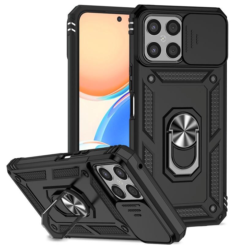 For Honor X8 4G 2022 Case Slide Lens Protect Ring Stand Armor Shockproof Funda For Honar Honer X8 X 8 HonorX8 4G 6.7" Back Cover