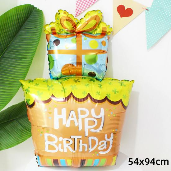 Colorful Large Birthday Cake Foil Balloon for Kids' Party Decoration and Photo Props
