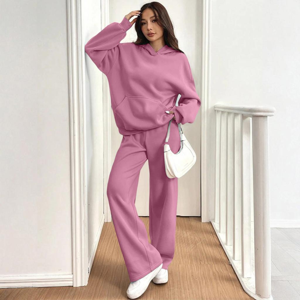 Women's Casual Warm Hooded Sweatshirt And Sweatpants /Winter Sports Set
