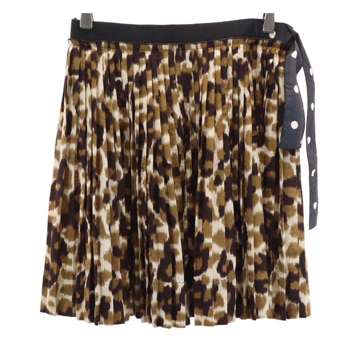 

LOUIS VUITTON French Silk Leopard Pattern Mini length Pleated skirt Women Used