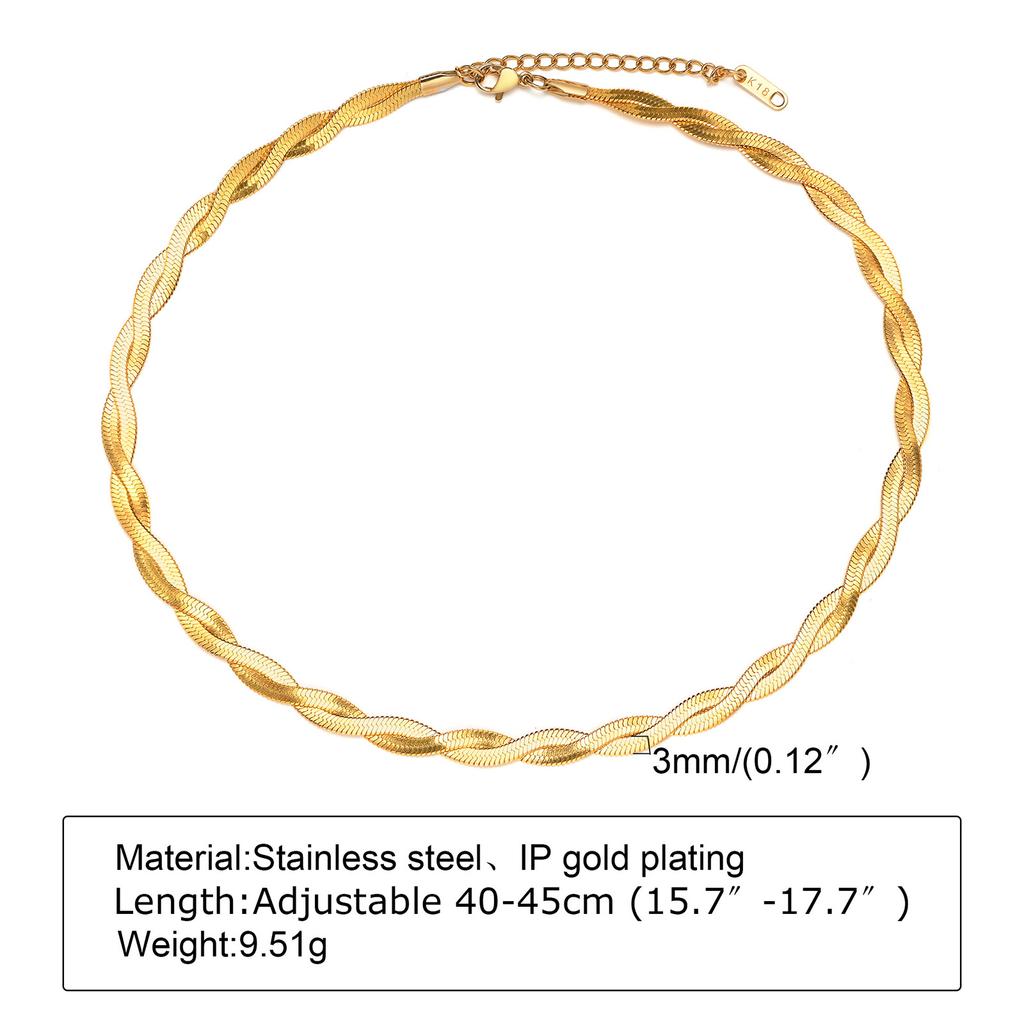 Stainless Steel Strap Chain Handmade Chain Necklace for Women,Gold Color Flat Snake Chain Mesh Necklaces,Classic Jewelry Gifts