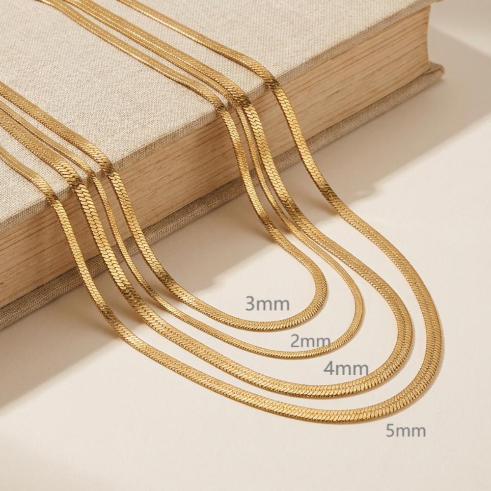 2mm 3mm 4mm 5mm Minimalist Snake Chain Necklace Choker Stainless Steel Herringbone Gold Color Jewelry For Women and Men