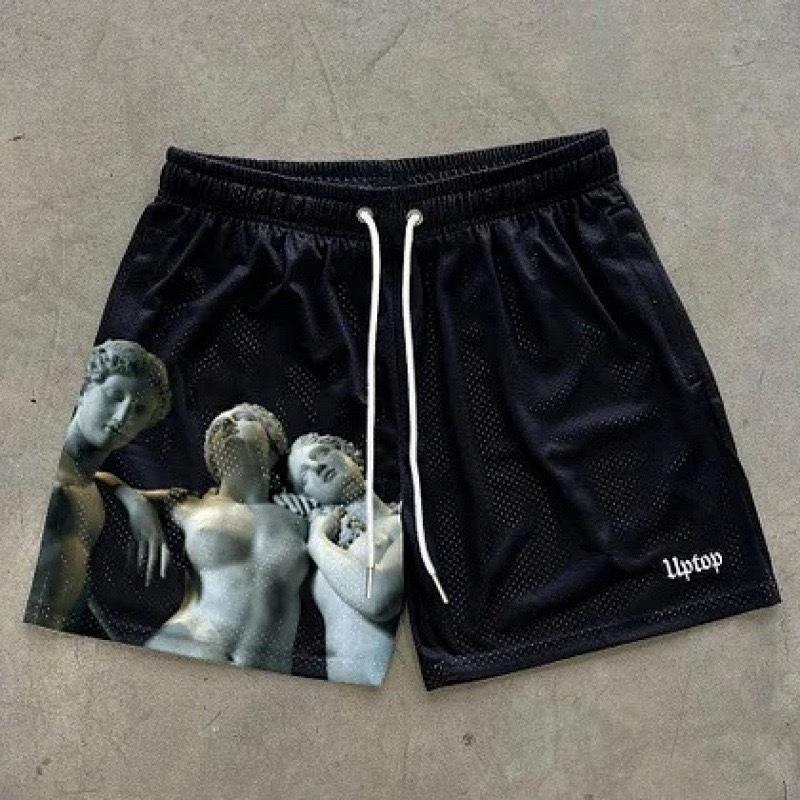 FlowStreet Summer Hot Selling 3D Printed Flame Printed Shorts, Quick Drying Sweat Absorbing Sports Shorts