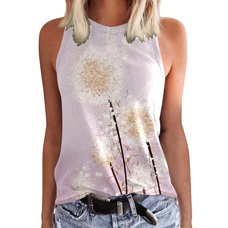 Sunflower dandelion 3D printed vest for women's casual wear