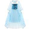 Girls Elsa Princess Dress Summer Short Sleeve Tutu Dress Frozen Cape Skirt