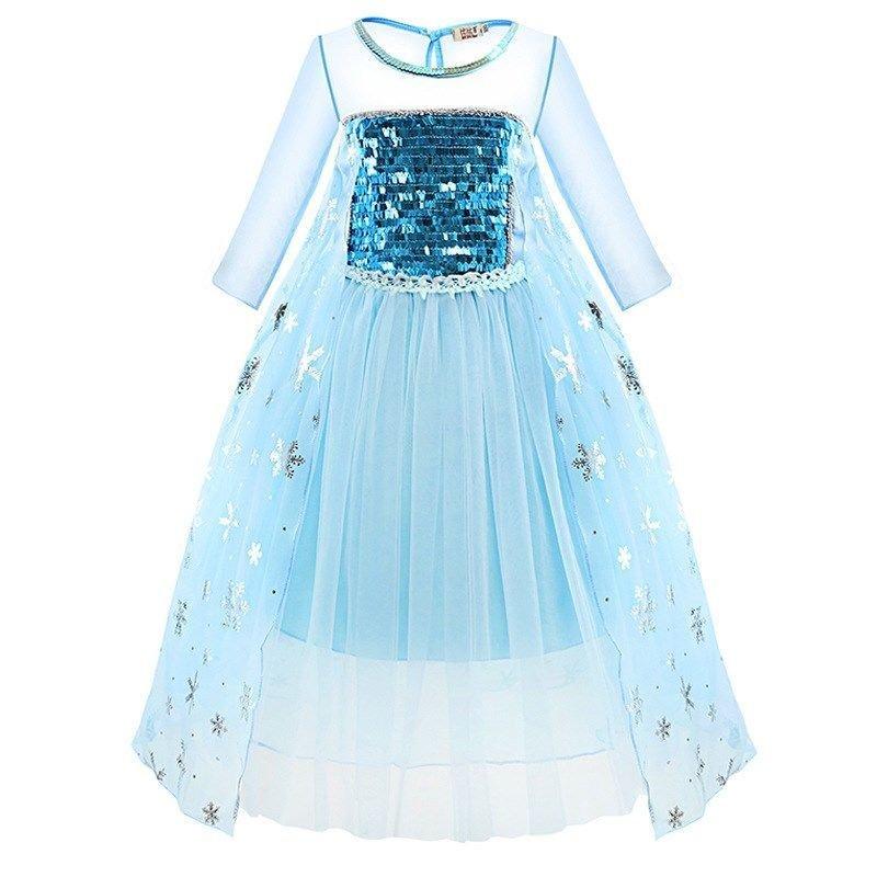 Girls Elsa Princess Dress Summer Short Sleeve Tutu Dress Frozen Cape Skirt