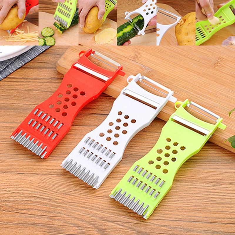 1Pc Handheld Multifunction Kitchen Peeler & Slicer –Plastic Grater Tool for Vegetables, Fruits, Potatoes, Carrots, Cheese & More