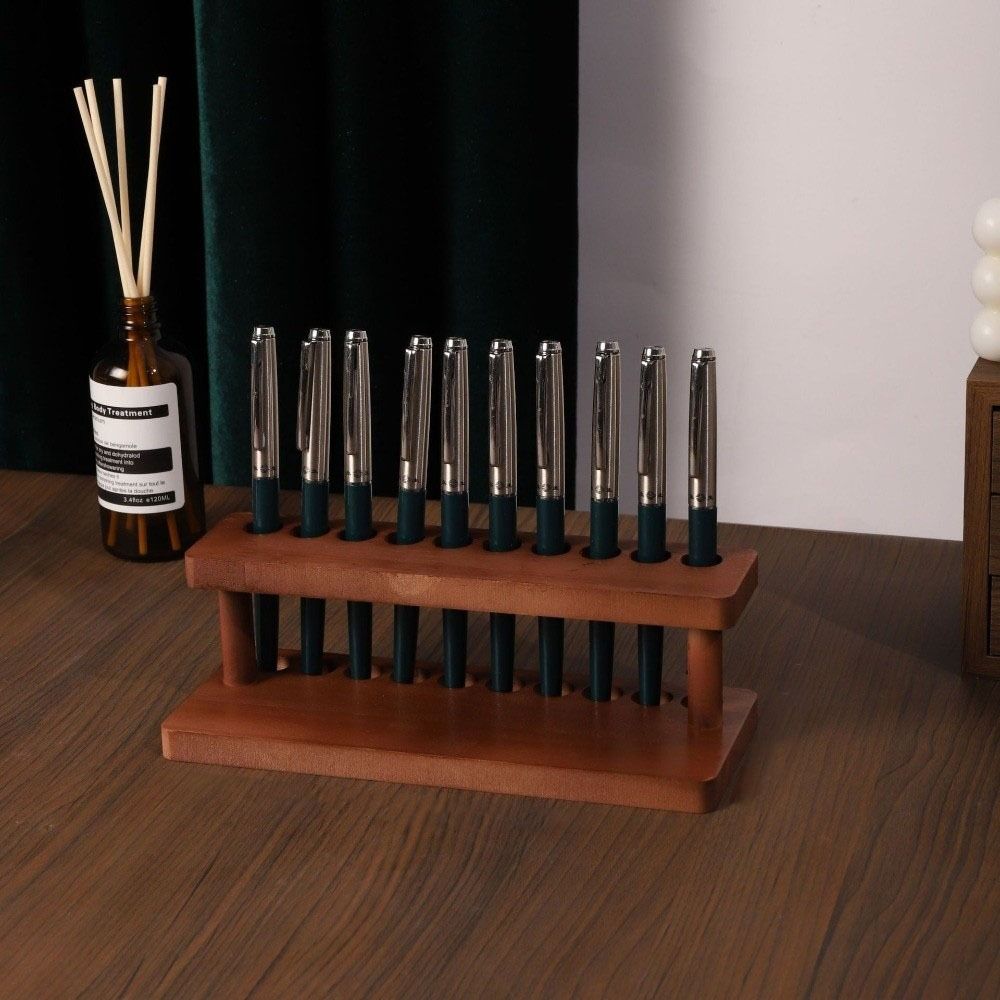 Household Wooden Pen Stand Vertical Pen Holder Creative Office Pen Holder  Kitchen Organizing Box