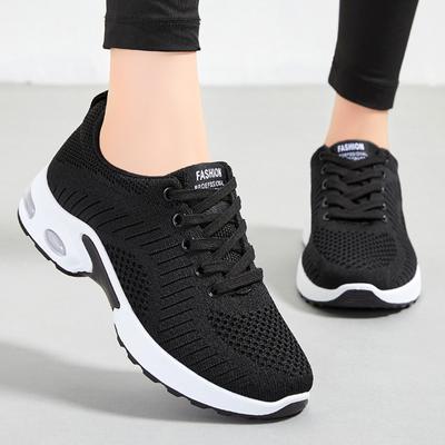 Mode Mode Mesh Atmungsaktive Laufschuhe für Damen Luftpolster Schnürung Plateau Sneaker Frau Leichtgewichtige Lässige Sportschuhe 2024