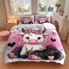 3pcs Pink Cow with Wreath and Butterflies Quilt Cover Set - Soft and Cozy Bedroom, Guest Room and Dorm Decorative Bedding 3-Piece Set 1 Quilt Cov
