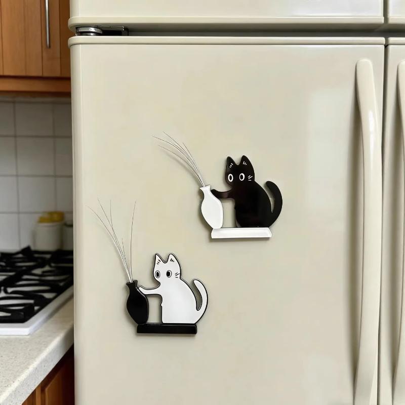 Acryl Katzen Schnurrhaare Sammlung Ornamente Magnetisch Cartoon Katze Haare Aufbewahrung Katze Schiebende Vase Dekor Kühlschrankmagnet