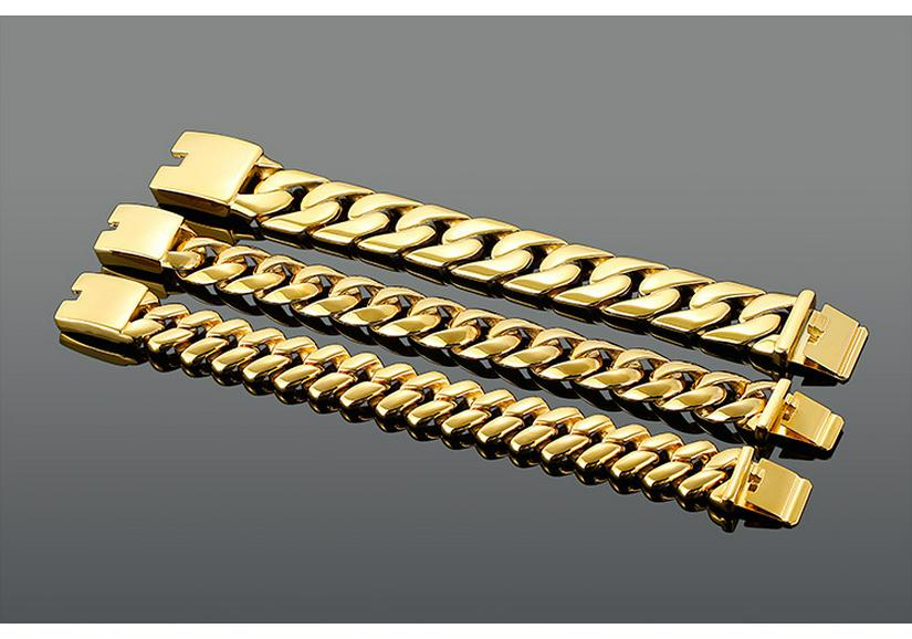 European & American Hot-Selling 32mm Thick Cuban Chain Bracelet Set - Bold Gold Titanium Steel Design