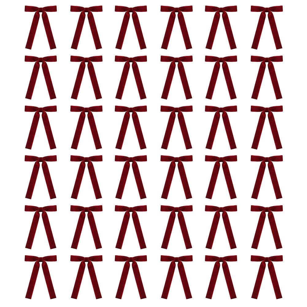 Christmas Tree Accents Velvet Ribbon Bows Elegant Christmas Ornaments Christmas Decoration Pre-tied Decorations