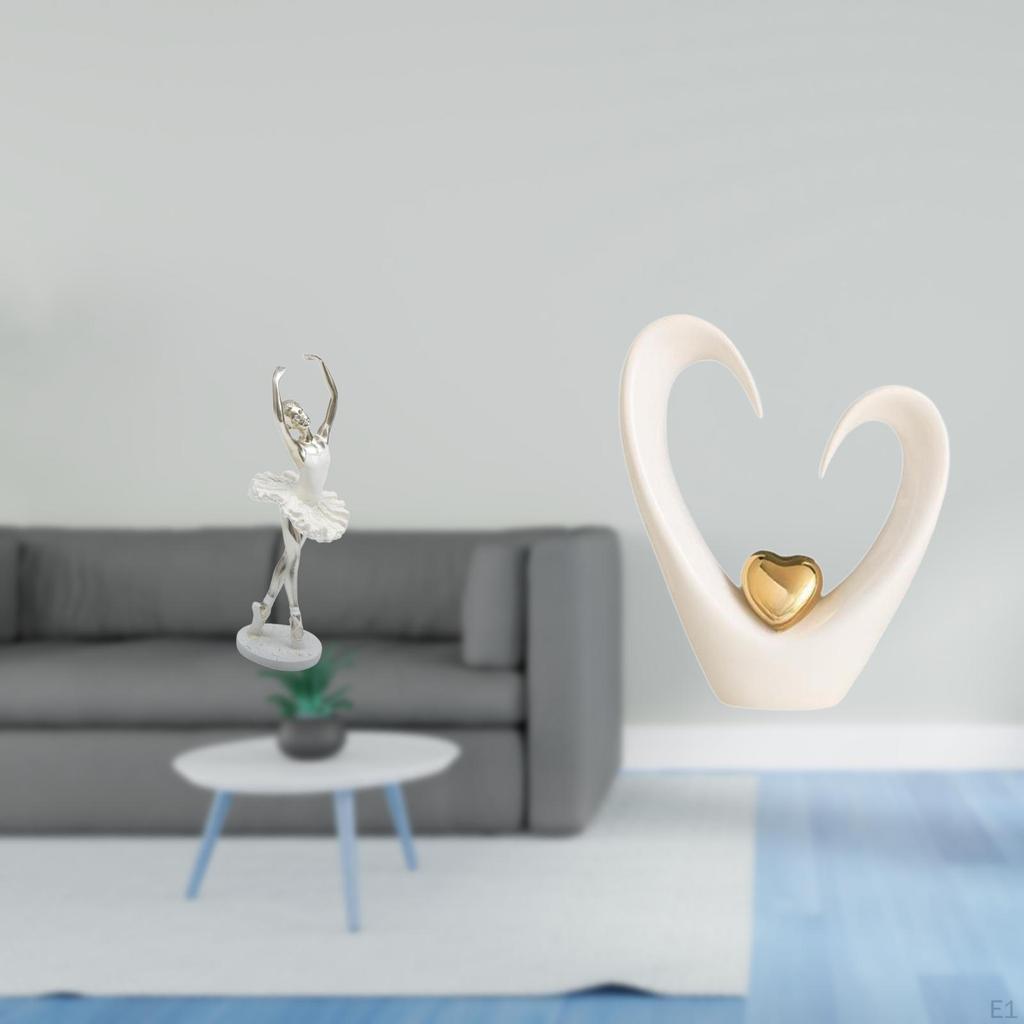 Modern Dancing Girl Heart Figurine Sculpture Creative Minimalist Desktop Ornament for Bedroom Living