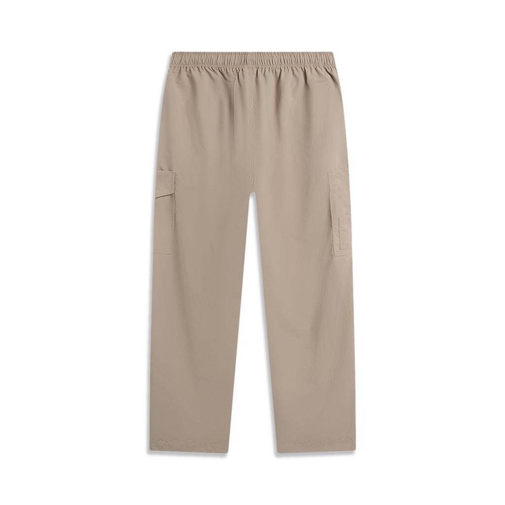 Li-Ning CF Series Playful Solid Color Elastic Waist Straight Leg Knitted Sports Pants Women Pants Stone-Lotus-Brown AYKU624-2