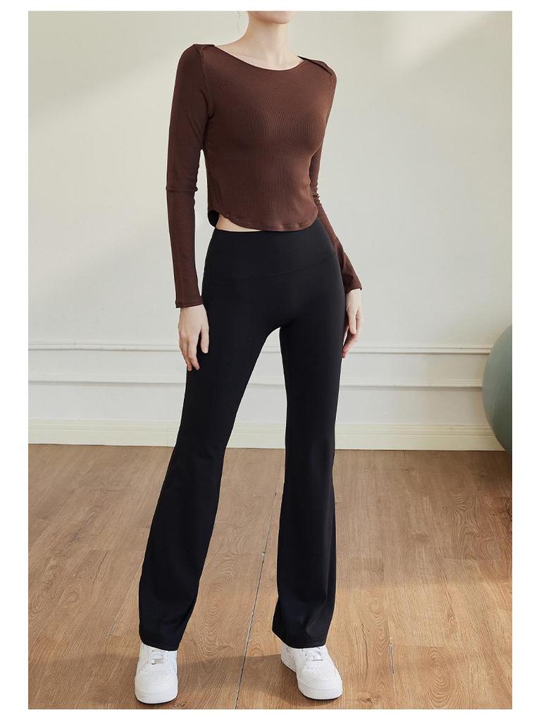 Lulu Women's Hollow-Out Back Yoga Wear: One-Shoulder Long Sleeve Tight Fitness Suit for Running & Sports Training.