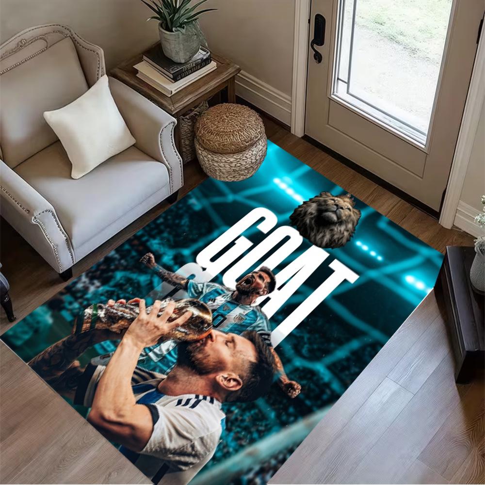 Lionel Messi Football Legend Area Rug Perfect For Entryway Hallway Bedrooms Study Room Antislip Carpet Office Home Decor Wedding Party Gift
