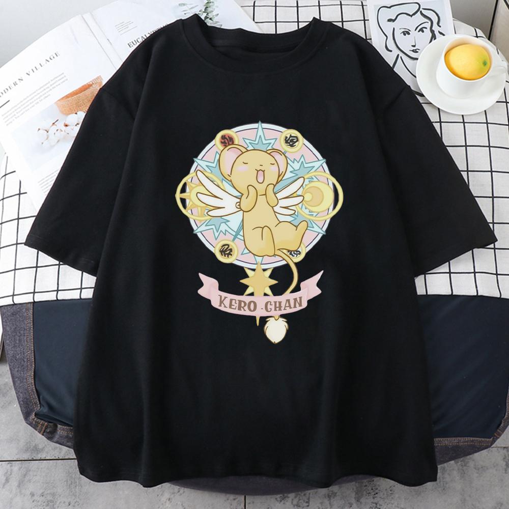 

Card Captor Sakura мультфильм японские популярные аниме футболки Keroberos весна и лето Kawaii Girl Harajuku с круглым вырезом эстетический
