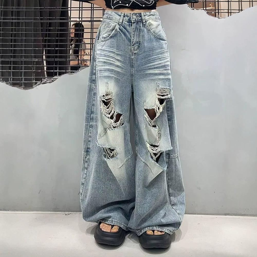 Women Straight Leg Denim Jeans Casual Solid Color Cotton Blend High Waist Daily Streetwear Long Pants