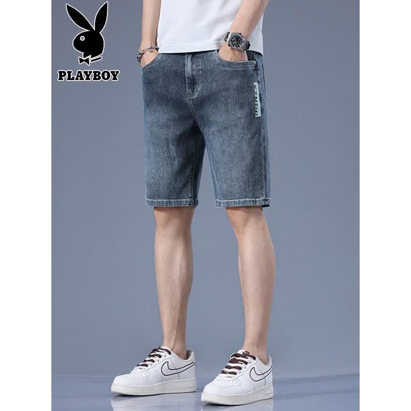 PLAYBOY Men s Straight Fit Casual Denim Shorts 31