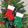 10Pcs Festival Gift Holders Fireplaces Decoration Sparkling Sequins Christmas Stockings with Plush White Rims Decors