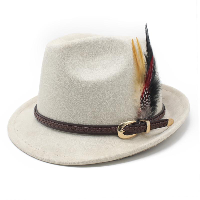 Новая замшевая цилиндрическая шляпа, трансграничная, осенне-зимняя, фетровая шляпа, джентльменская, с маленькими полями, простая, классическая, джазовая шляпа, шляпа-панама M（56-59cm）