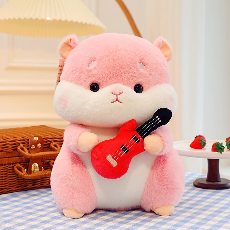 

Squirrel Little Cute Plush Toy With Guitar And Headphone Decoration For Kid Gift 22cm розовый