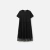 Broadcast Mesh Panel Short Sleeve French Style Midi Dress