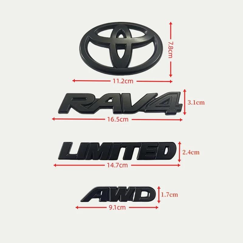 4 SZT. Matowe Czarne ABS NAKŁADKA logo Emblemat dla 2019 - 2024 TOYOTA RAV4 XLE XLE LIMITED ZESTAW EMBLEMATÓW Naklejka na klapę bagażnika akcesorium samochodowe