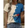 Moda Donna Girocollo Manica Corta Stampa Colore 3D Casual T-shirt Casual a Manica Corta Girocollo