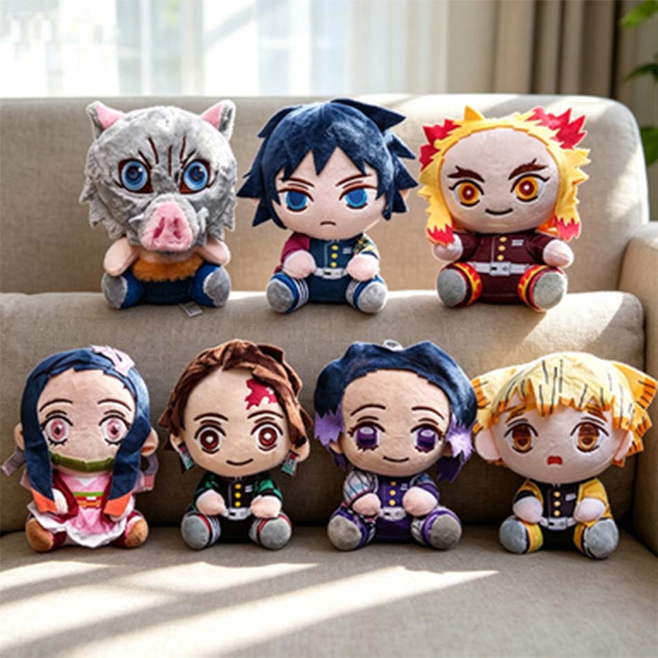 20cm Hot Japan  Plush Dolls Lovely Anime Kimetsu No Yaiba Kamado Tanjirou Nezuko Zenitsu Kyoujurou Toys Friend Gifts