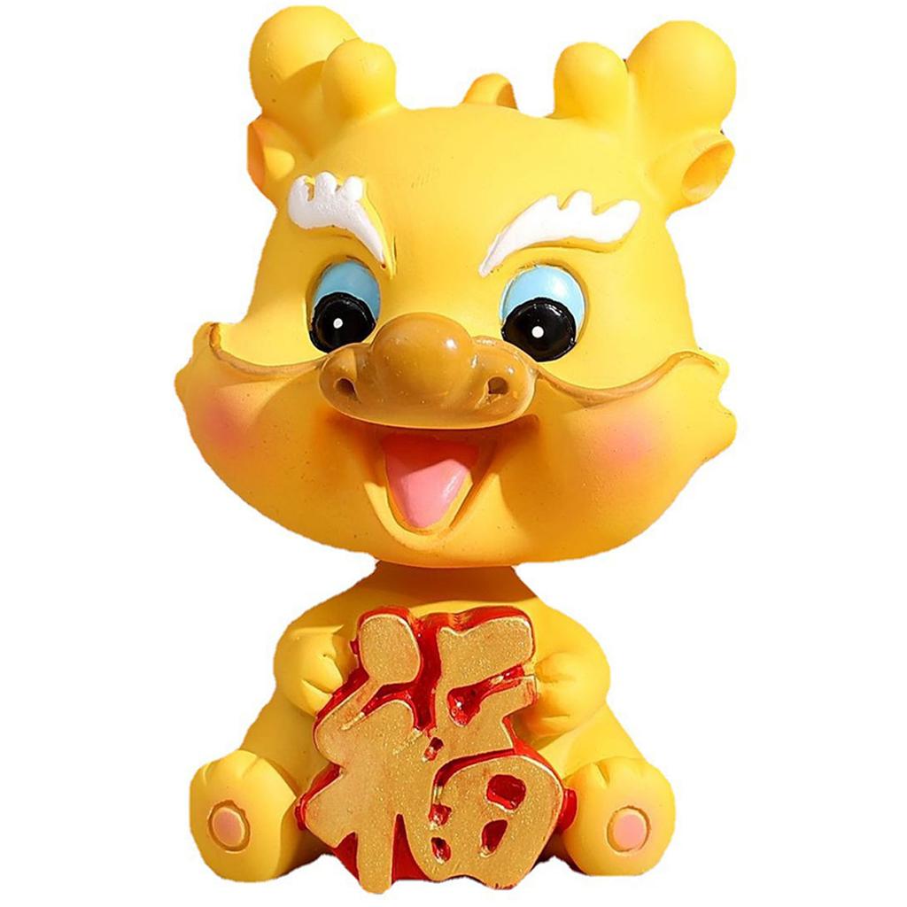 Bobblehead Dragon Decor Resine Car Dashboard Tabletop Ornament with Nodding Head Design for Office Home Cafe Gift