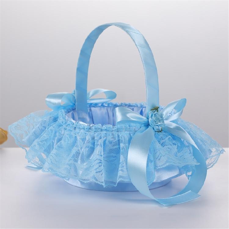 Tragbarer Hochzeitsdekorationskorb mit verstärktem Griff und zartem Spitzenakzent, Halter für Brautsträuße