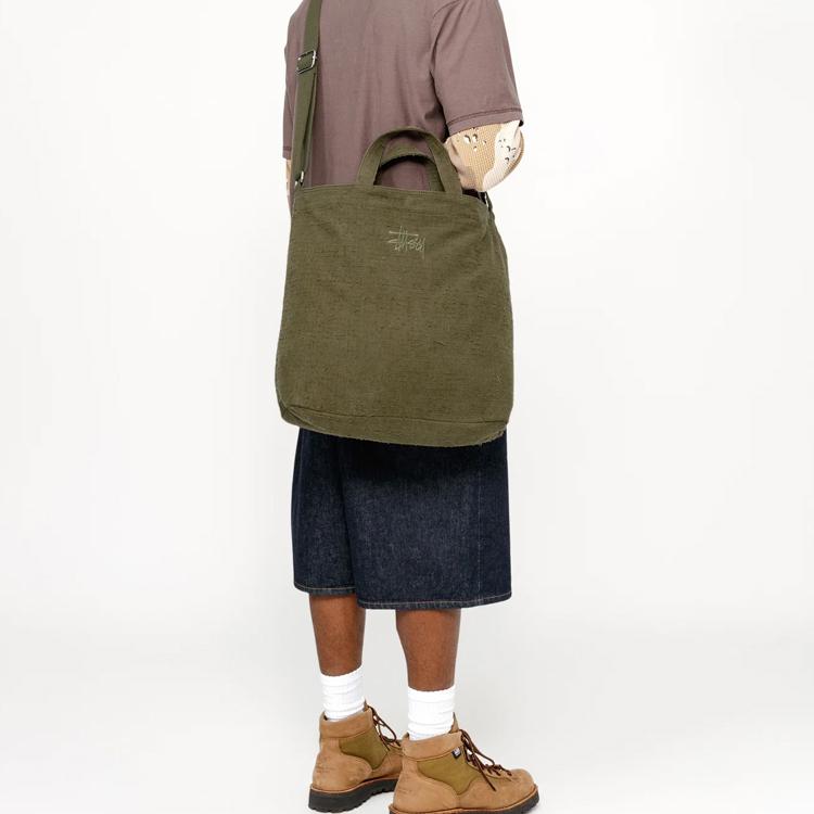New Stussy Cotton Canvas Handbag, Shoulder Bag, Crossbody Bag Regular Unisex Olive 134270-OLIV