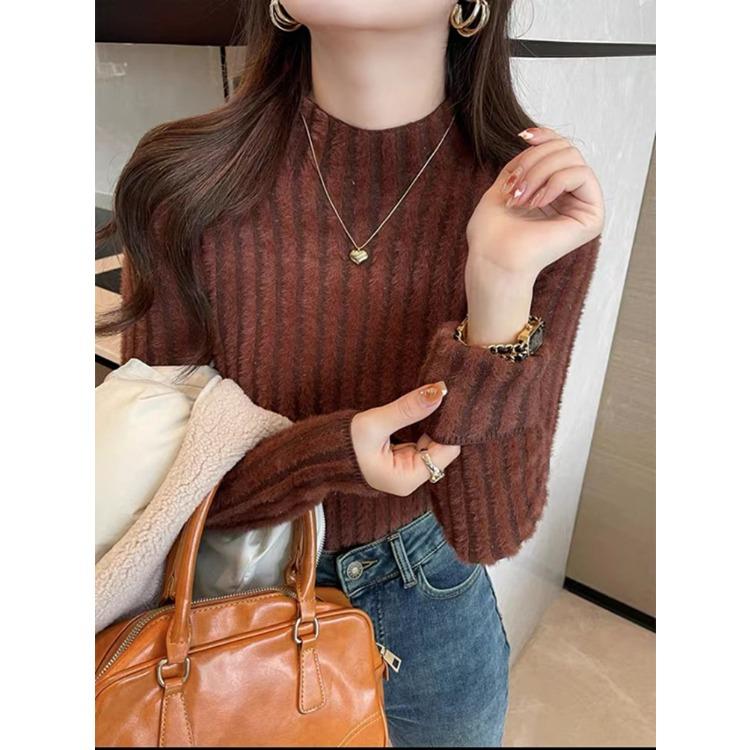 Gentle Sweater High Neck Pullover Knit Thick Women's Plush Autumn and Winter