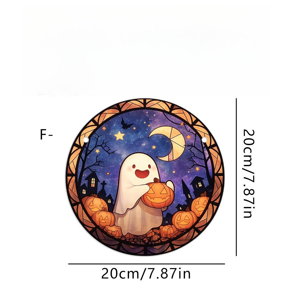 Halloween Ghost Sun Catcher - Circular Acrylic Sign, Acrylic Desktop Ornament, Wall Decor Art, Four Seasons Decoration, Novelty Home Decor