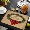 Christmas Linen Placemats Table Decoration Printed Placemat Non-slip Heat Insulation Anti-scald Pads Kitchens Accessories