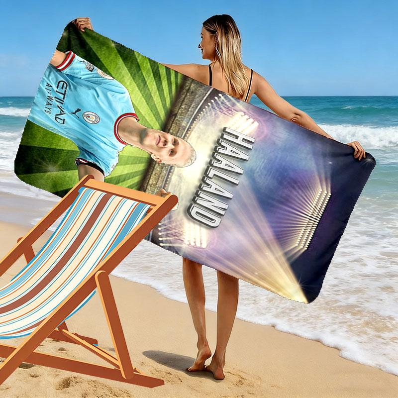 Asciugamano da Spiaggia con Stampa Eterna di Haaland, Asciugamano Grande Morbido Asciugatura Rapida per Spiaggia Campeggio Nuoto