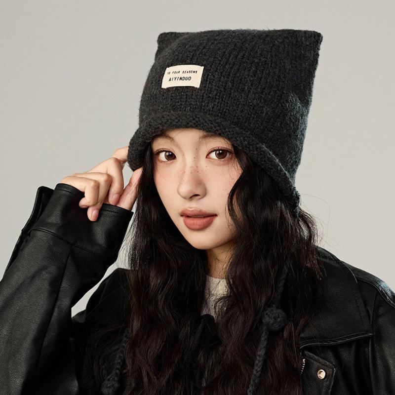 Autumn Winter Women Knitted Cap Warm Ear Protection Cap