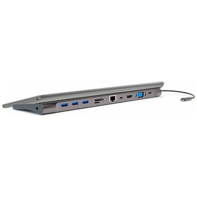 Podstawka Pod Laptopa HUB 4smarts 11w1   HDMI/VGA/2xUSB-C/3xUSB-A/RJ45/SD/MMC/MicroSD/TF/AUX