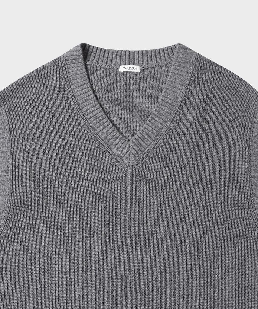 TAILDERN Gould Cotton Wool Knit Vest Gray