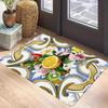 Blau Weiß Muster Teppichmatte - Symmetrisches Design Mediterran Geometrisch Vintage Traditionell Dekorativ Heimdekoration Teppich