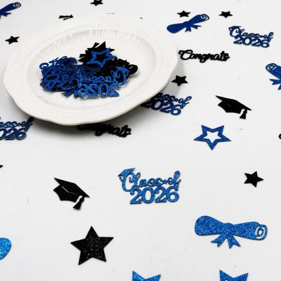 Yousheng 100 Pcs Graduation Confetti Glitter Grad Caps Bows Stars Confetti Class of 2026 Party Table Centerpiece for Graduation Party