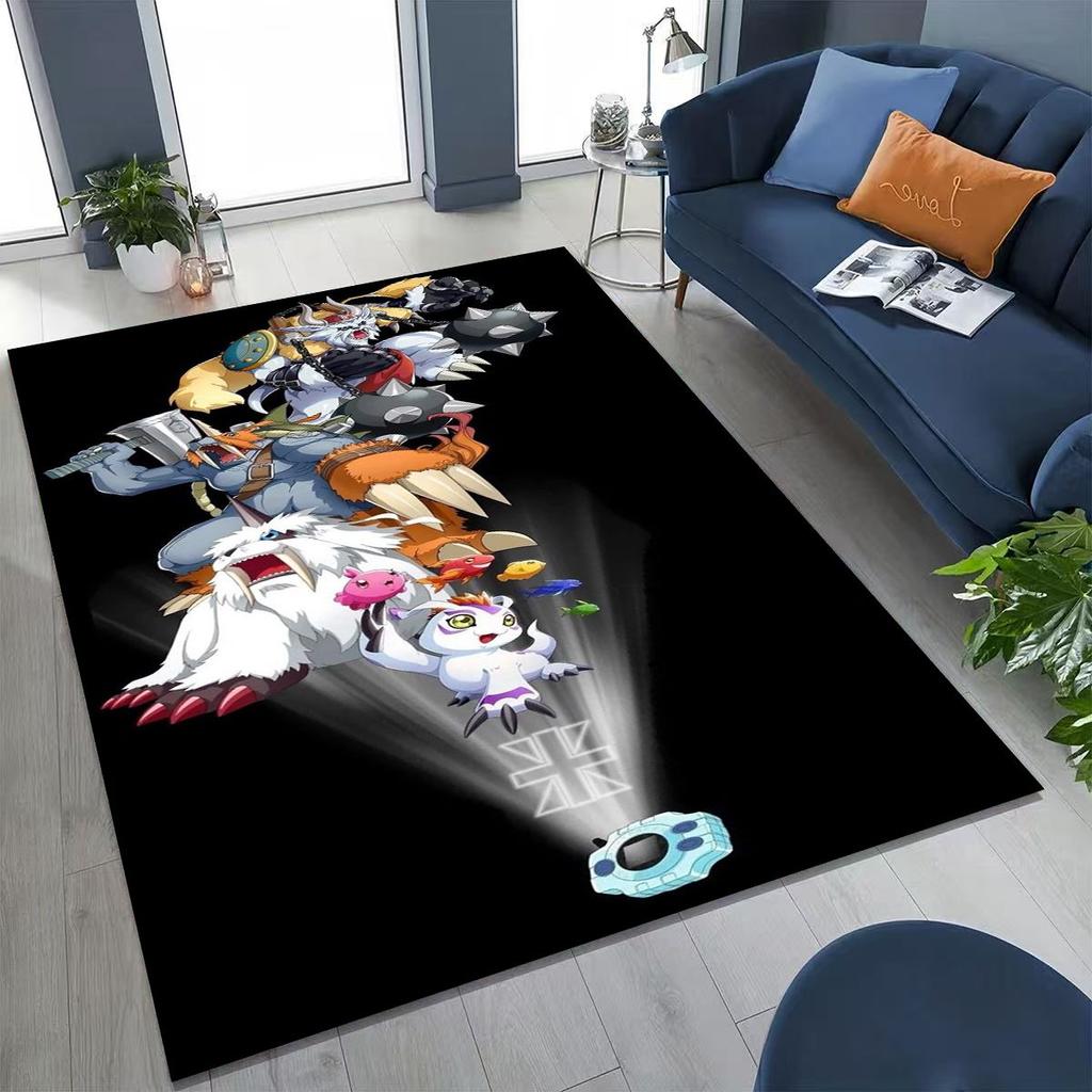 Retro Digimon Adventure Angewomon Agumon Cartoon Rug for Bedroom Living Room Sofa Home Doormat Decor,Kids Non-slip Floor Mat