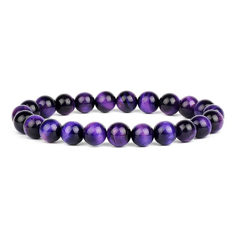 Natural Stone Bracelets Natural Healing Energy Tiger Eye Bracelet Polished 8 MM Crazy Stone Beads Bangle Elastic Pulsera